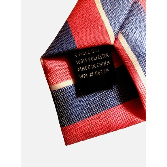 Pink & Blue Striped Polyester Neck Clip tie - Picture 3 of 4